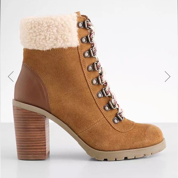 Crevo LEATHER suede fleece lace up combat boots bootie - Picture 2 of 5